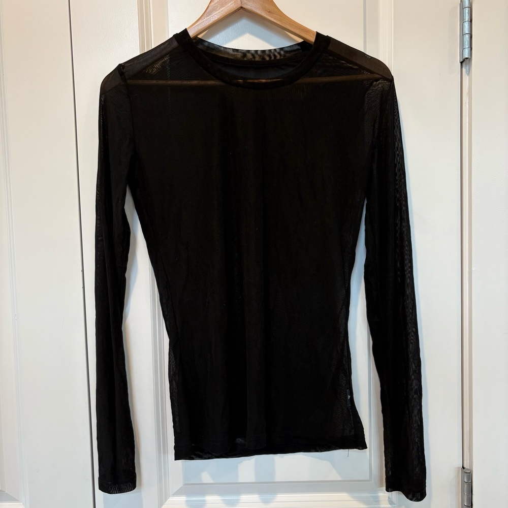Black Sheer Y2K Goth Long-Sleeve Top - Women's